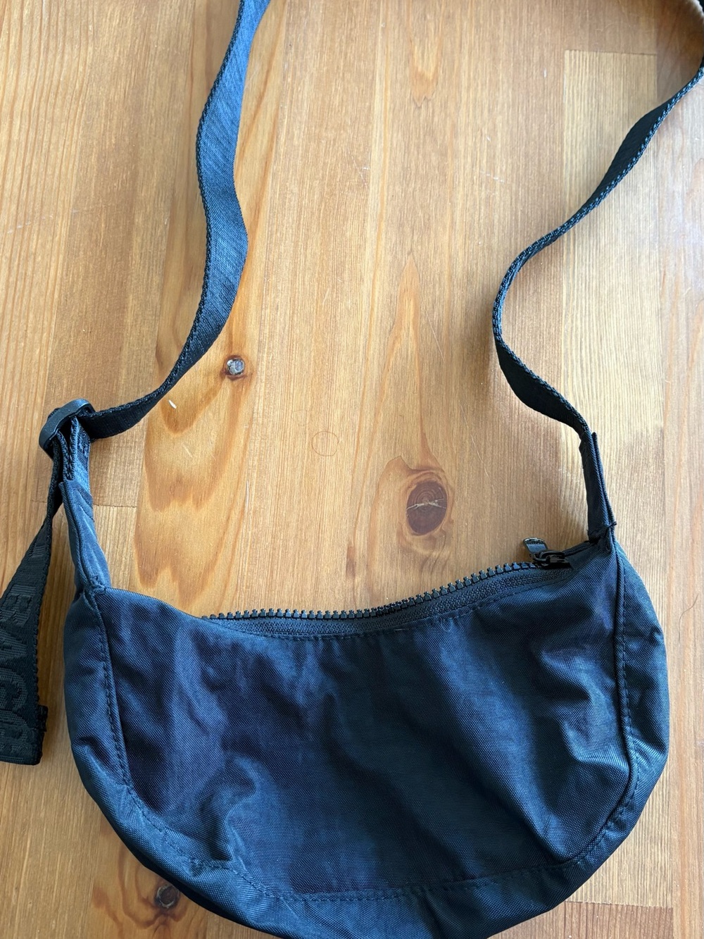 BAGGU Black Mini Crescent Crossbody Bag